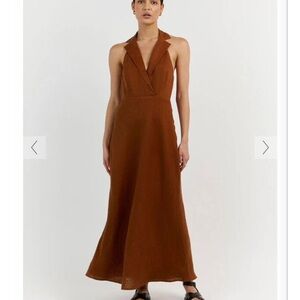 Dissh Ezra Tobacco Linen Midi Dress